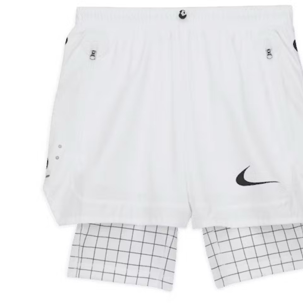 Nike White Athletic Shorts with Grid Pattern